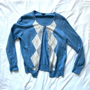 Argyle Button Down Sweater in Blue